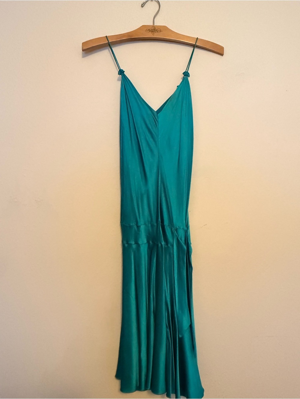 Twelfth Street by Cynthia Vincent Teal Satin Slip Maxi Dress